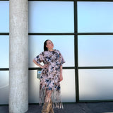 Model fringe dress