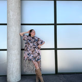Model fringe dress
