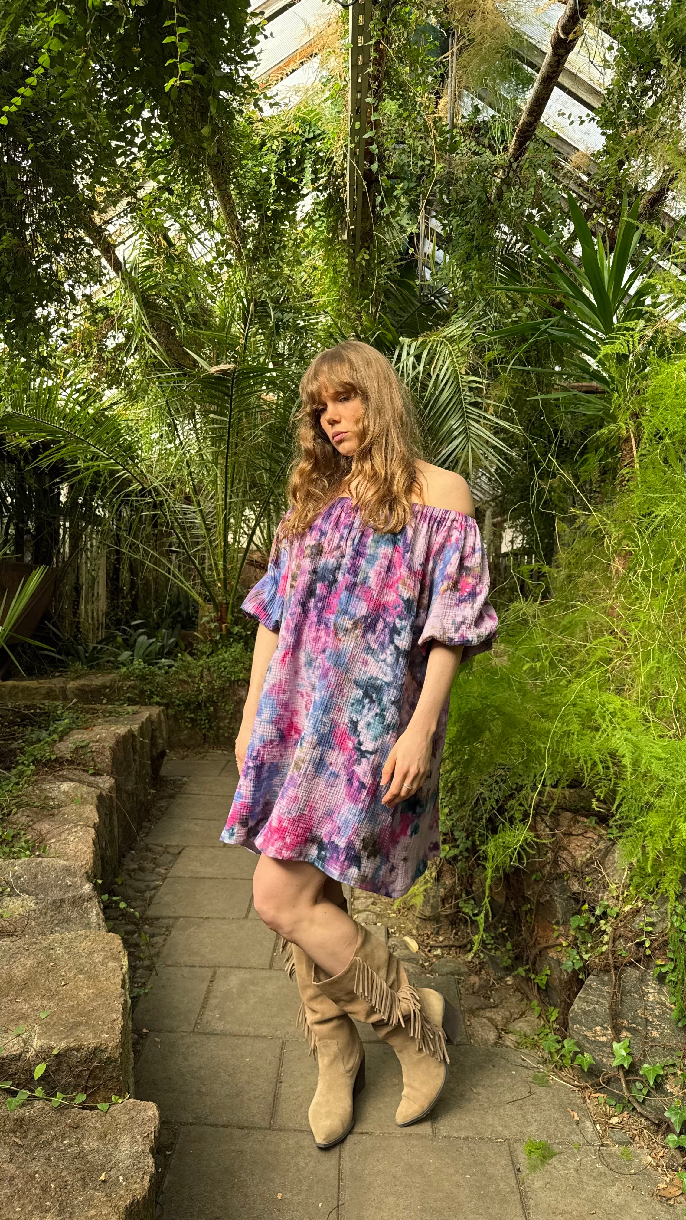 Hanimaa aida liila pinkki off shoulder lyhyt mekko 