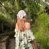 Hanimaa off shoulder mekko vihreä hame käsinvärjätty