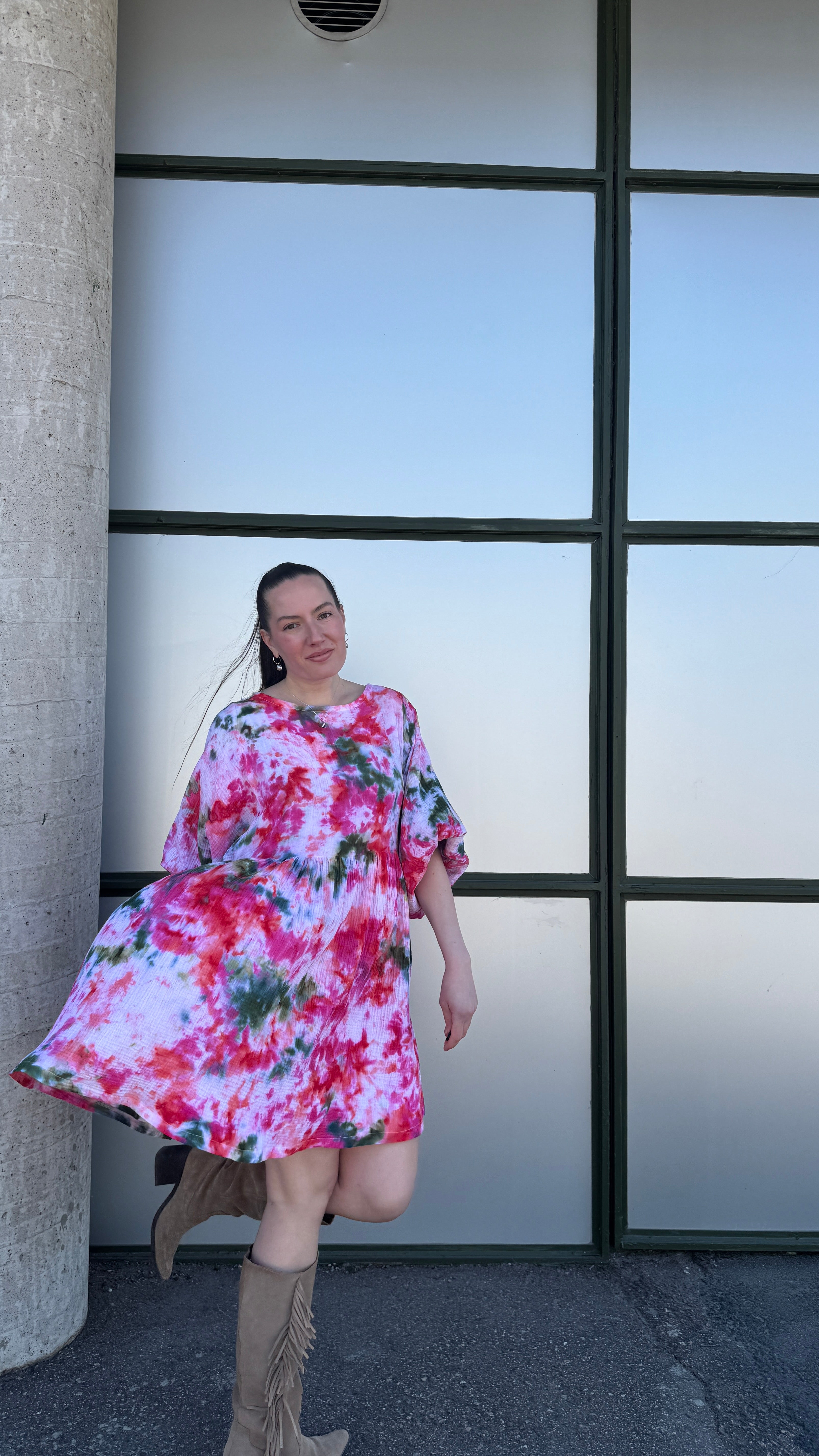 Hanimaa aurora mekko pinkki vihreä