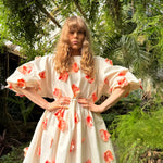 Hanimaa farkkumekko valkoinen perhosilla