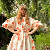 Hanimaa farkkumekko valkoinen perhosilla