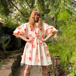 Hanimaa valkoinen farkkumekko perhosilla 