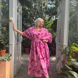 Hanimaa kaftaanimekko pinkki musliinikangas