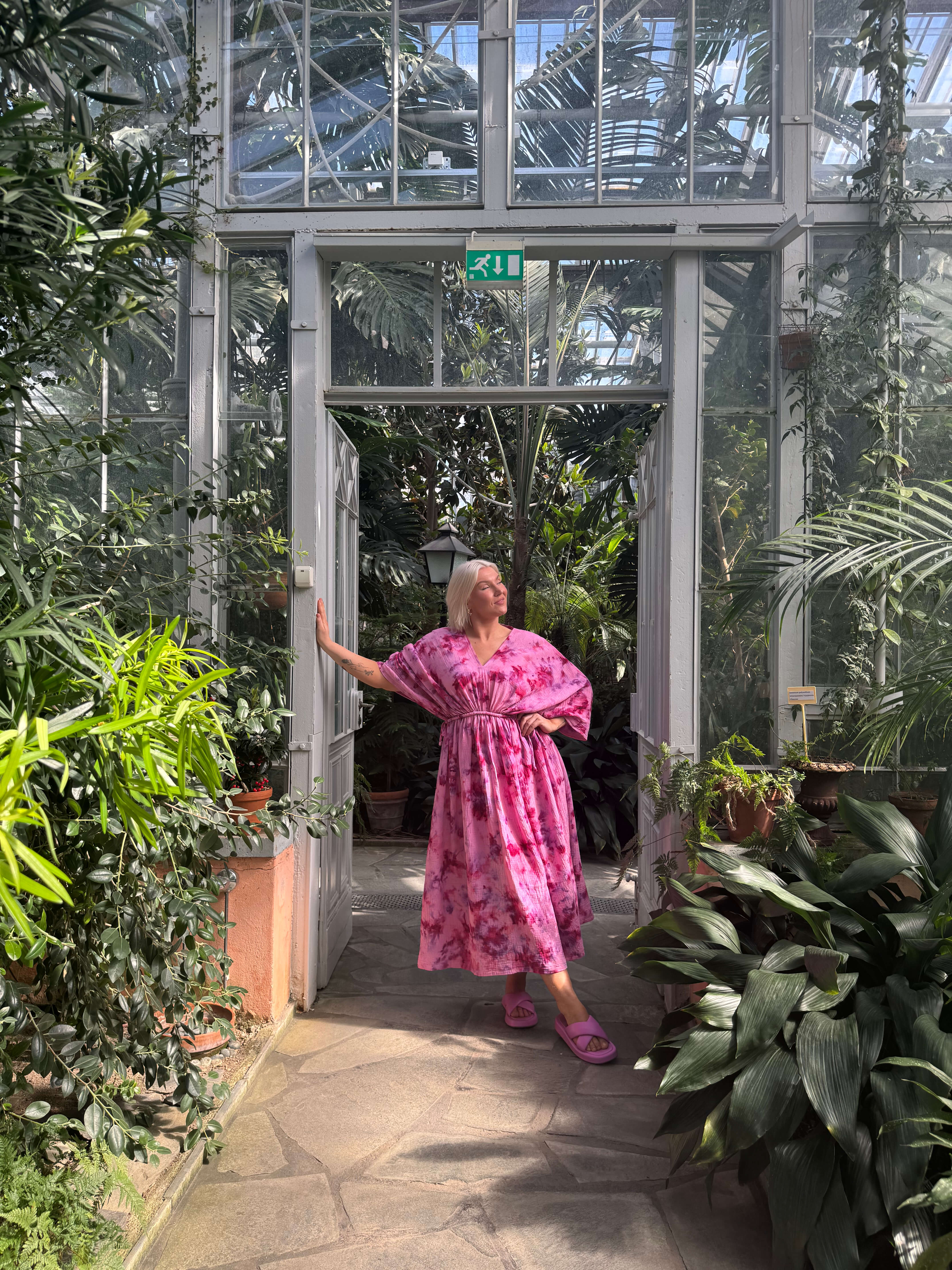 Hanimaa kaftaanimekko yhden koon kesämekko pinkki