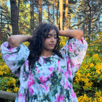 Aurora mekko musliinimekko vihreä pinkki